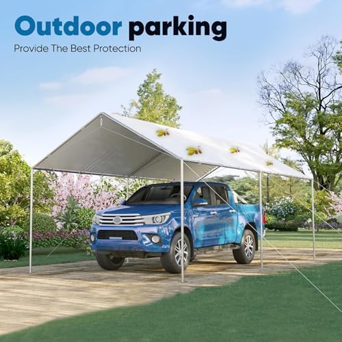 quictent 10x20 ft heavy duty car canopy galvanized, view 9