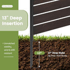 wood privacy screen, no dig outdoor fence,dark brown, side view