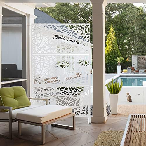 elevens free decorative privacy screen with stand, outdoor, side view