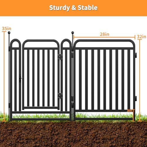 thickened metal tube garden fence, animal barrier fence showing dimensions