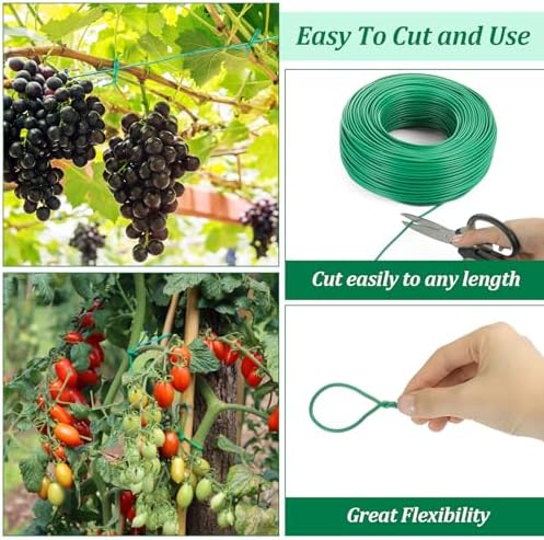 zhengmy 500ft/153m garden twist ties wire with cutter showing dimensions