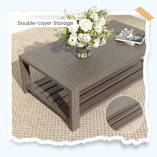 udpatio aluminum outdoor patio furniture set faux wood, close-up detail
