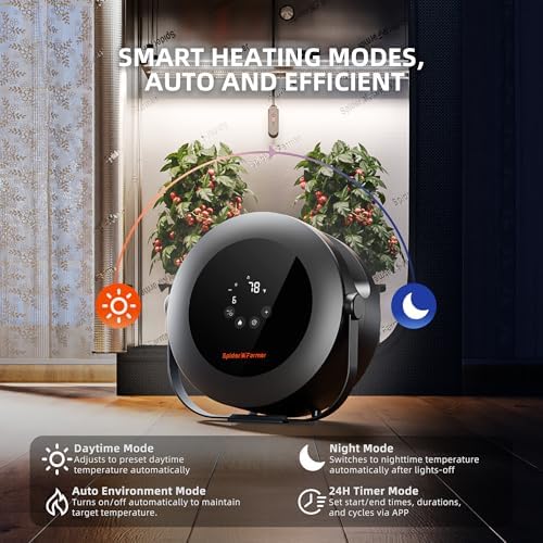 spider farmer heater,530w 10-level ptc heating for grow shown in use