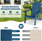 Giantex Outdoor Adirondack Chair - Oversized Patio Chairs w/Hidden Cup Holder, Realistic Wood Grain, 380 LBS Weight Capacity, Weather Resistant Firepit Chairs for Backyard, Garden (2, Navy)