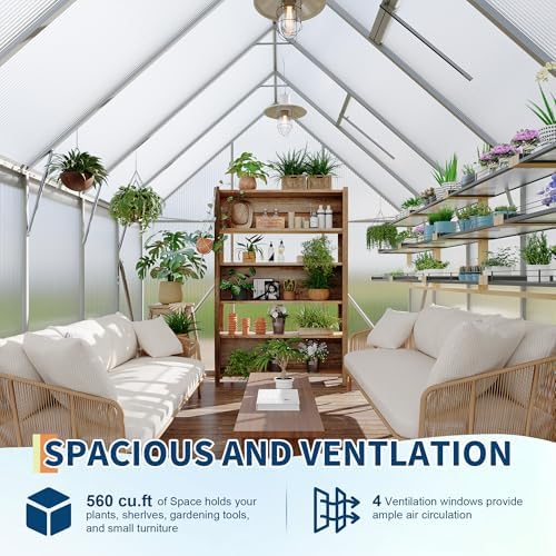 8'x10' aluminum-framed polycarbonate greenhouse, heavy duty polycarbonate greenhouse, close-up detail