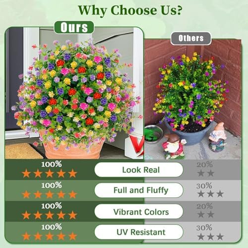 outdoor artificial flowers with spike, 23.6 inch fake, side view