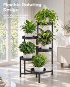 bamworld plant stand indoor outdoor 5 tier corner, side view