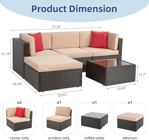 vongrasig 5 piece patio furniture sets, outdoor patio shown in use