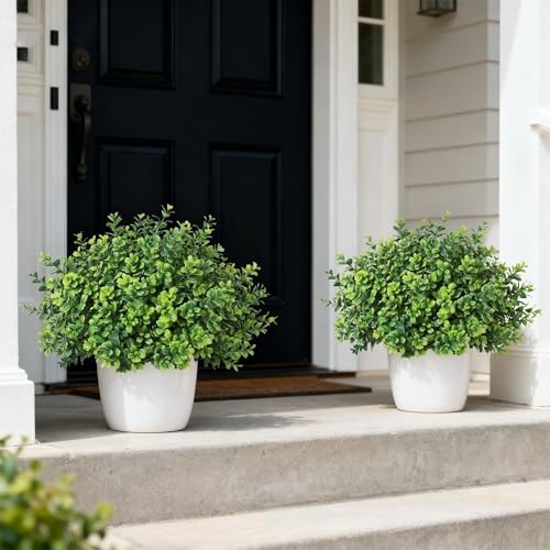 2 sets of artificial boxwood topiary trees for, side view