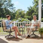Patio Swivel Chairs Set of 2 Outdoor Swivel Chairs, Beige | Thickened Cushions, All Weather Metal Frame, Comfort Outdoor Height, Sturdy Stable Base, for Garden Lawn Porch, Easy to Clean