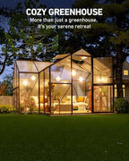 12x12 ft t-shape greenhouses, polycarbonate green house with, close-up detail