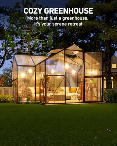 12x12 ft t-shape greenhouses, polycarbonate green house with, close-up detail