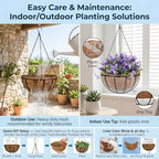 kingbuy 10 inch hanging planter basket with coconut, side view