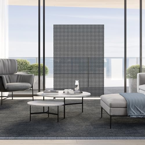 domi metal privacy screen, freestanding outdoor indoor divider shown in use