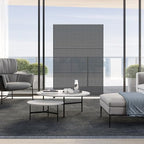 domi metal privacy screen, freestanding outdoor indoor divider shown in use