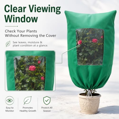 95 x 95 inch plant covers with clear shown in use