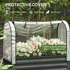 outsunny raised garden bed with cover and storage, close-up detail