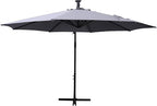 Flash Furniture Sedona Round Solar Cantilever Umbrella, Commercial Grade with Built in Cross Base, Crank and Tilt, 32 LED Lights, 6 Hour Run Time, 10 FT, Gray