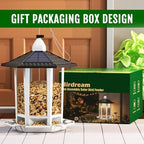 birdream 2 pack solar bird feeders for outdoors showing dimensions