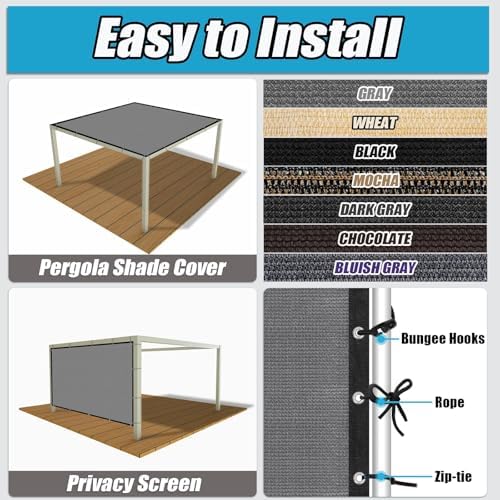 amagenix 90% sun shade cloth with grommets, 8' showing dimensions