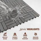 acacia interlocking deck tiles, 12in, 9pcs outdoor flooring, view 10