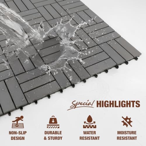 acacia interlocking deck tiles, 12in, 9pcs outdoor flooring, view 10