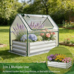 miory raised garden bed with pe cover, 4x2.5x1 showing dimensions