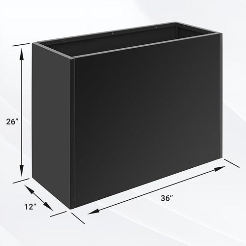 36" Metal Planter Box, Large Rectangular Window Box with Drainage Holes & Rust-Proof Coating, Modern Outdoor/Indoor Flower Box for Balcony, Patio & Herbs, Black