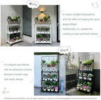 lumizone foldable 4-tier plant stand with wheels indoor, front angle view