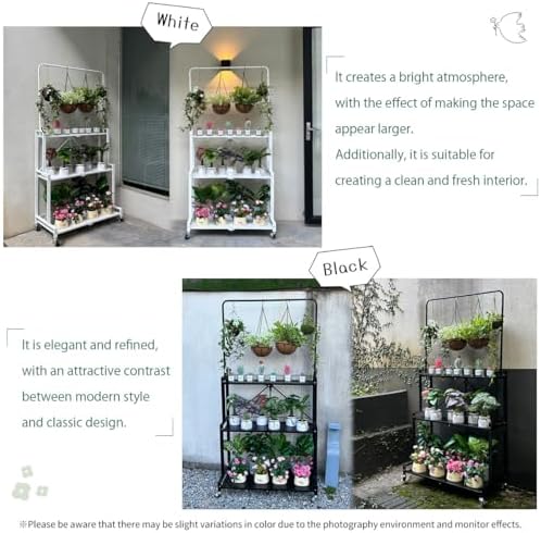lumizone foldable 4-tier plant stand with wheels indoor, front angle view