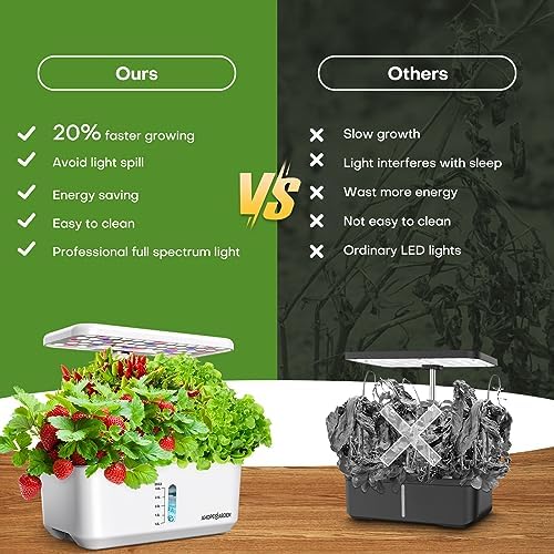 ahopegarden indoor garden hydroponics growing system: 10 pods, side view
