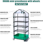 5 tier mini greenhouse with wheels for indoor showing dimensions