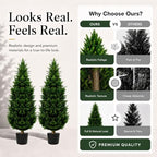 48-inch artificial cypress (2 packs) - uv-resistant artificial showing dimensions