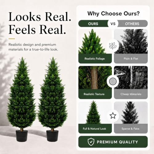 48-inch artificial cypress (2 packs) - uv-resistant artificial showing dimensions