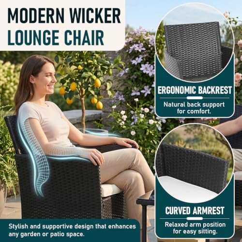 fdw 3-piece patio furniture set | black &, side view
