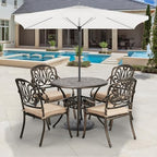 vingli 5-piece outdoor patio dining set, cast aluminum shown in use