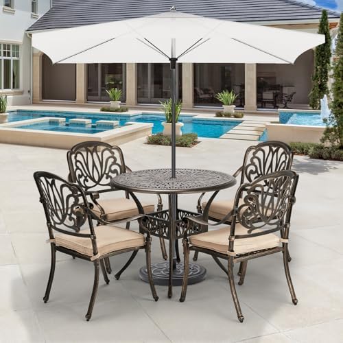 vingli 5-piece outdoor patio dining set, cast aluminum shown in use