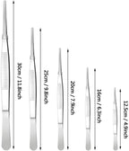 5-Piece Tweezer Set Long Metal Tongs Serrated Forceps - FEITA Stainless Steel Aquarium Plant Tweezers Kit Lab Terrarium Tools
