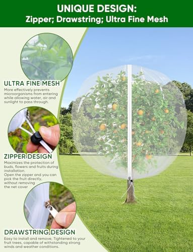 fruit tree netting for cicadas - with zipper, package contents