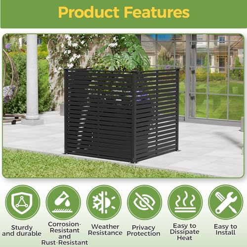 3 panels air conditioner fence, 47" w x shown in use