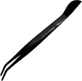 KAKURI Bonsai Tweezers Curved Serrated Tips with Spatula 8.8" - Made in Japan - Professional Bonsai Care Tool - Black Coated Japanese Stainless Steel