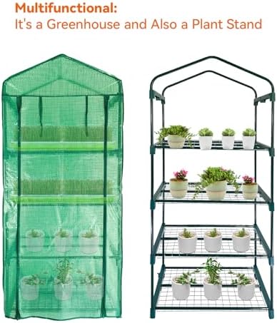 mini greenhouse for outdoor indoor,4 tier small portable on a desk or shelf