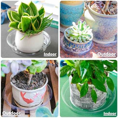Plant Saucer 20 Pack Plant Trays for Pots 4 Inch Plastic Plant Saucers for Outdoors and Indoors Clear Drip Trays for Potted Plants Flower Pot Plates to Catch Water Plant Drainage Dishes No Holes