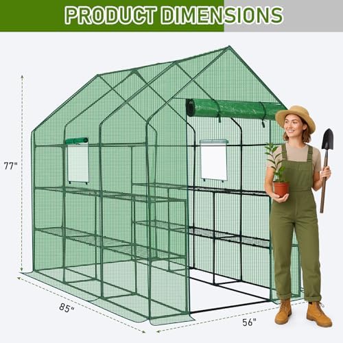 outvita walk-in greenhouse, 3 tiers 12 shelves, durable shown in use