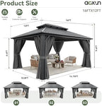 aoxun 12x16ft hardtop gazebo metal gazebo with galvanized shown in use