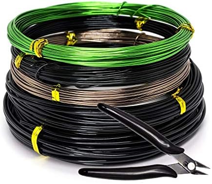 Bonsai Wire 5 Rolls 164 Feet-Training Wire with Cutter for Bonsai Trees | Anodized Aluminum 1mm/1.5mm/2.0mm 3 Size Perfect for Garden Enthusiasts