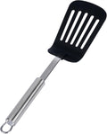 Restaurantware Nylon Slotted Turner - 6 Pack - German Standard Large Kitchen Spatula with Stainless Steel Handle, Non-Stick Safe, Dishwasher Safe - Heat-Resistant Slotted Spatula for Eggs, Fish