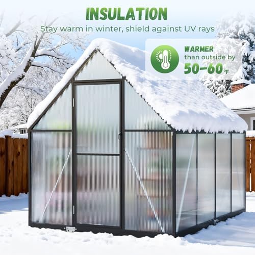 jocoevol 6x8ft galvanized steel greenhouse,walk-in green house for, close-up detail