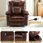 Oversized Swivel Rocking Recliner with Heat Massage Nursery Rocker | Overstuffed, Cup Holders, Nursery Glider, Rocking Reclining Lounge Chair, Swivel Heated Massaging Recliner, Faux Leather