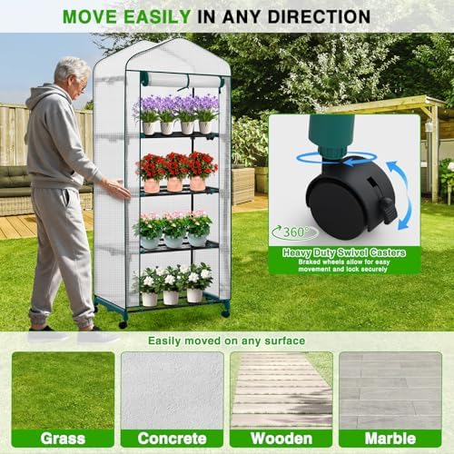 yesker mini greenhouse 27"x20"x63" portable indoor / outdoor showing dimensions